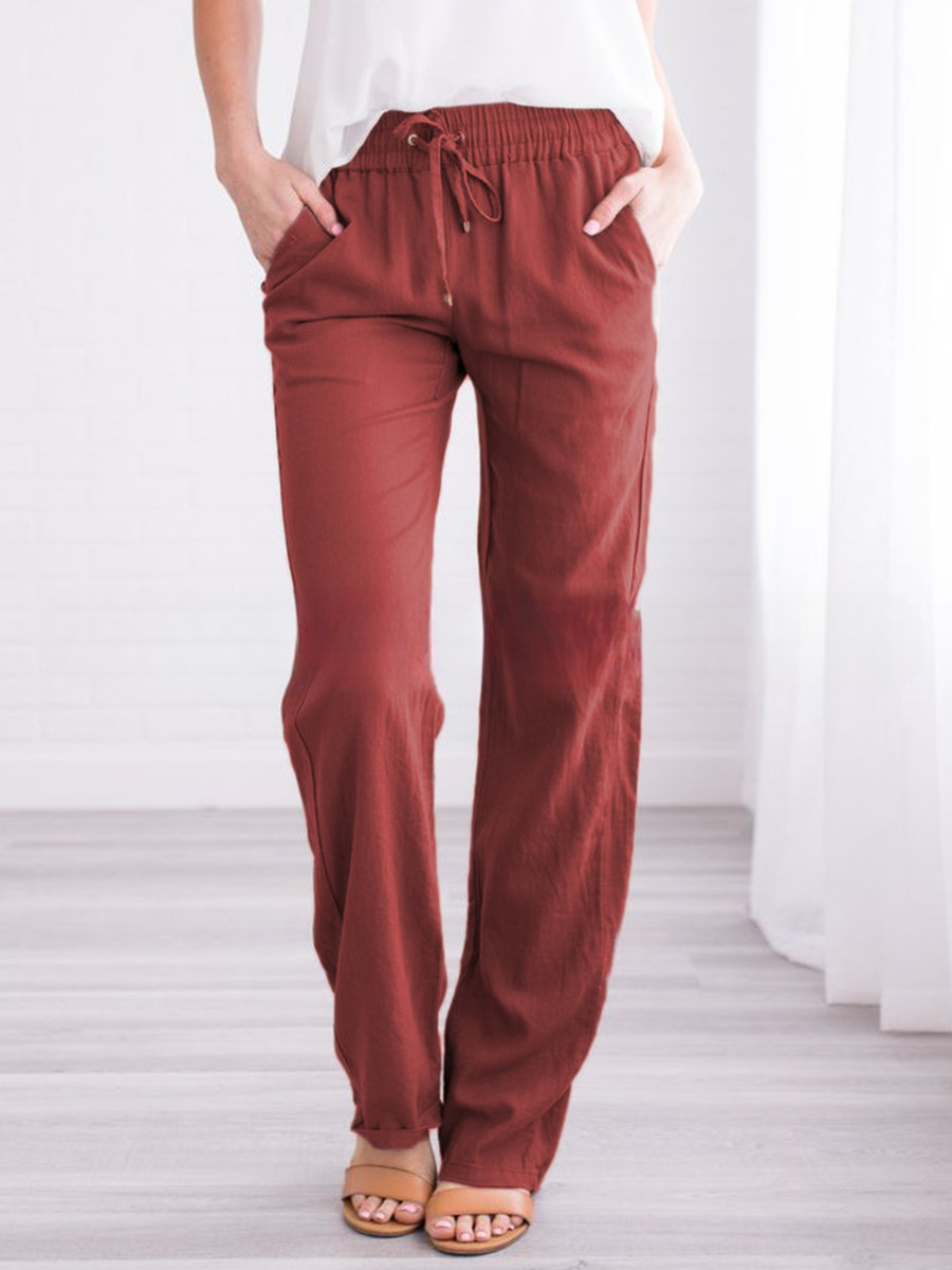 Women's wide pants with drawstring and detachable