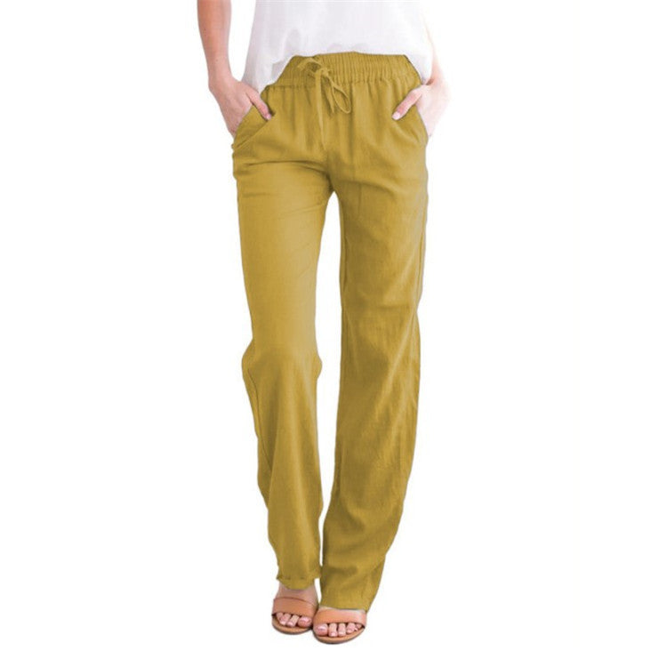 Women's wide pants with drawstring and detachable