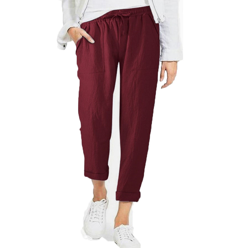 Women's wide pants with drawstring and detachable