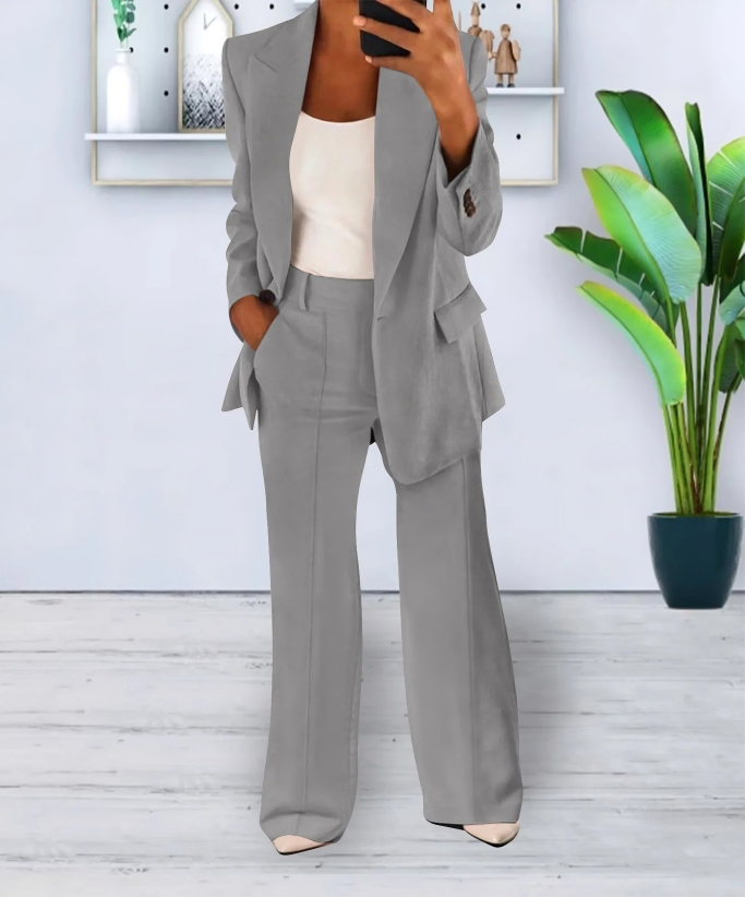 Women's blazer and wide-leg pants two-piece set