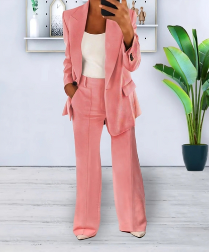 Women's blazer and wide-leg pants two-piece set