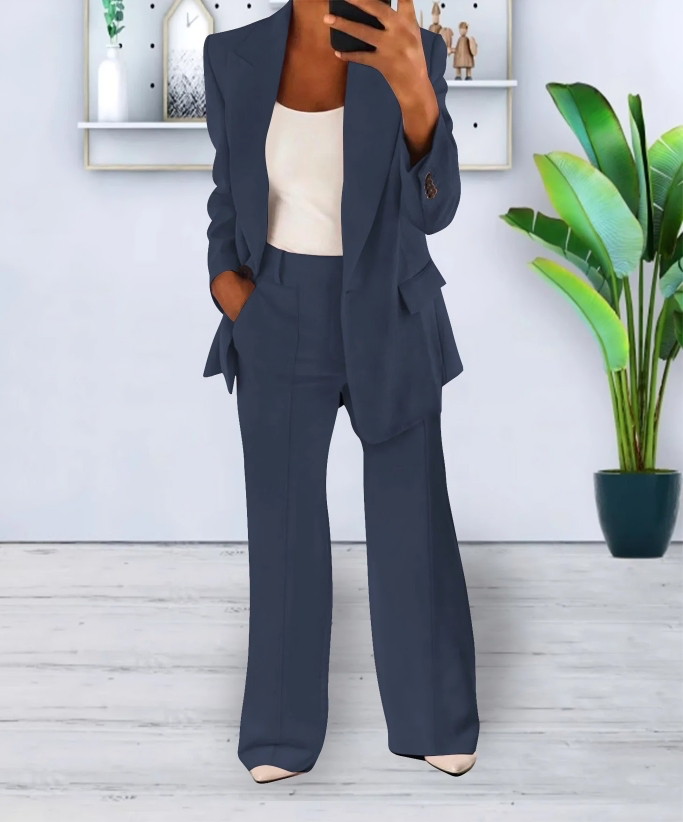 Women's blazer and wide-leg pants two-piece set