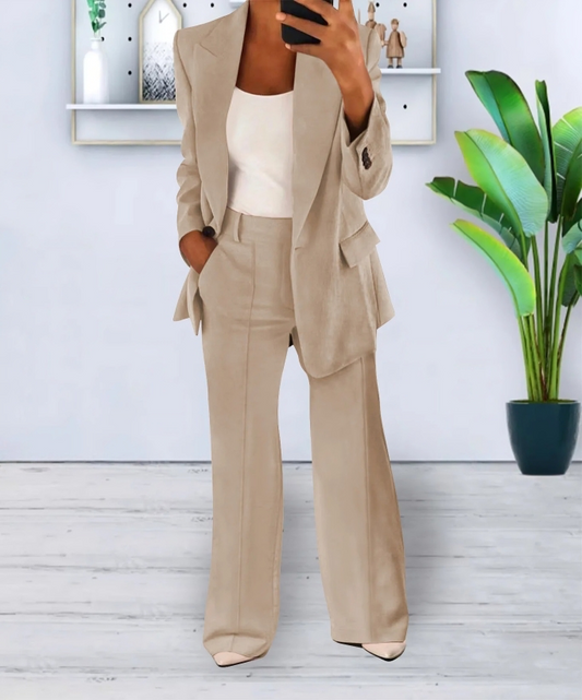 Women's blazer and wide-leg pants two-piece set