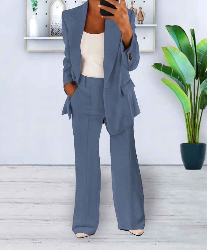 Women's blazer and wide-leg pants two-piece set