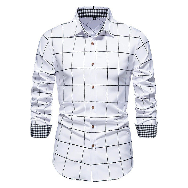 Men's Plaid Dress Shirt - Slim Fit Long Sleeve Button-Up Casual Shirt