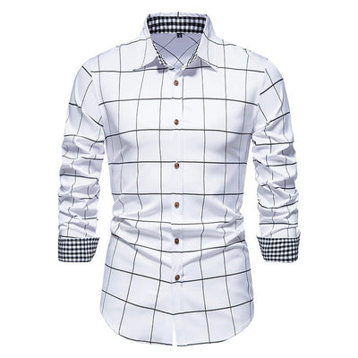 Men's Plaid Dress Shirt - Slim Fit Long Sleeve Button-Up Casual Shirt