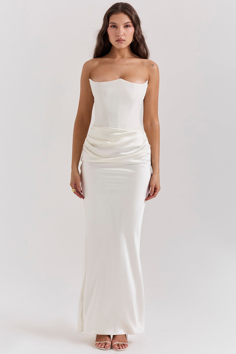 Women’s Evening Dress – Strapless Satin – Mermaid Fit – Full Length Formal Gown