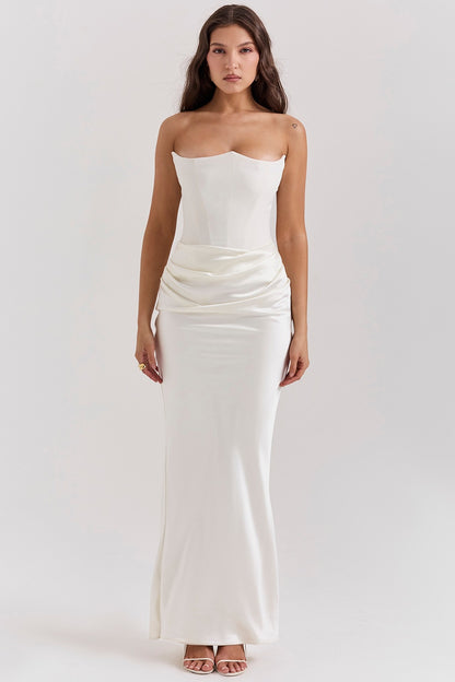 Women’s Evening Dress – Strapless Satin – Mermaid Fit – Full Length Formal Gown