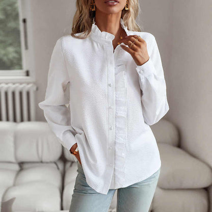 Women's elegant striped blouse with long sleeves