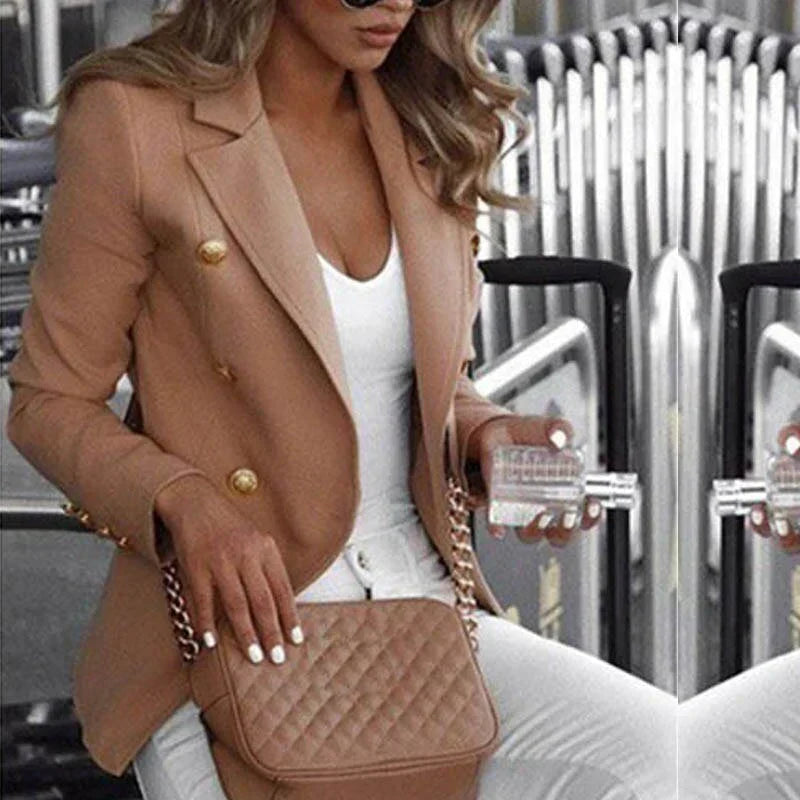 Women’s Blazer – Tailored Fit – Double-Breasted – Gold Buttons – Structured Silhouette