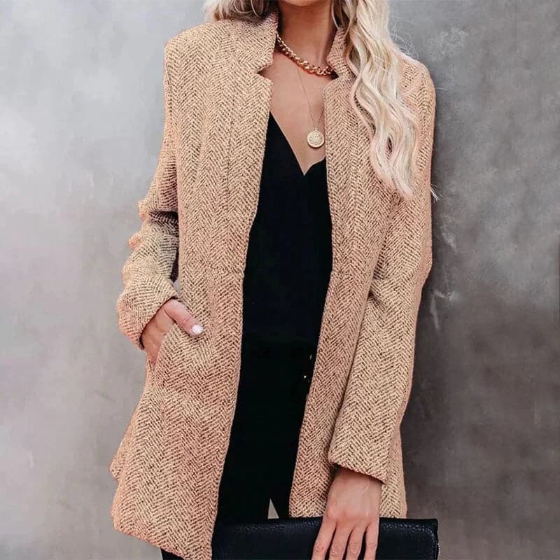 Women’s Blazer – Tailored Fit – Textured Woven – Open Front – Structured Style