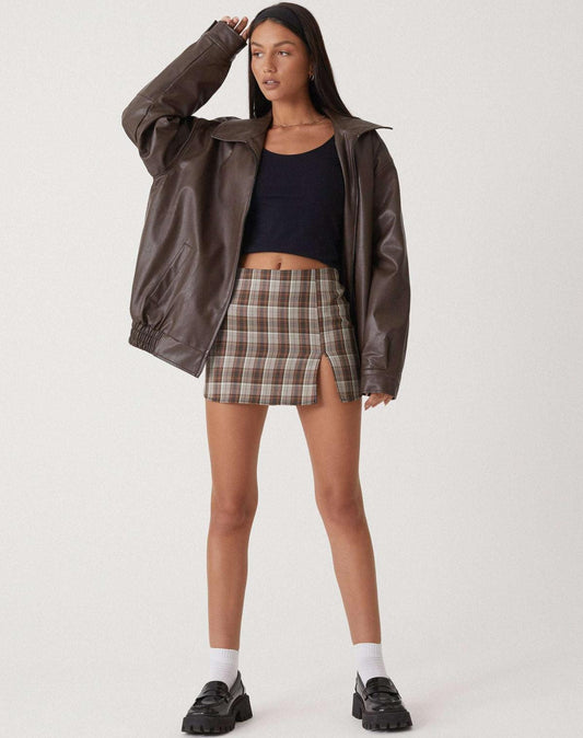 Women’s Leather Jacket – Oversized Fit – Structured Design – Wide Lapel Casual Outerwear