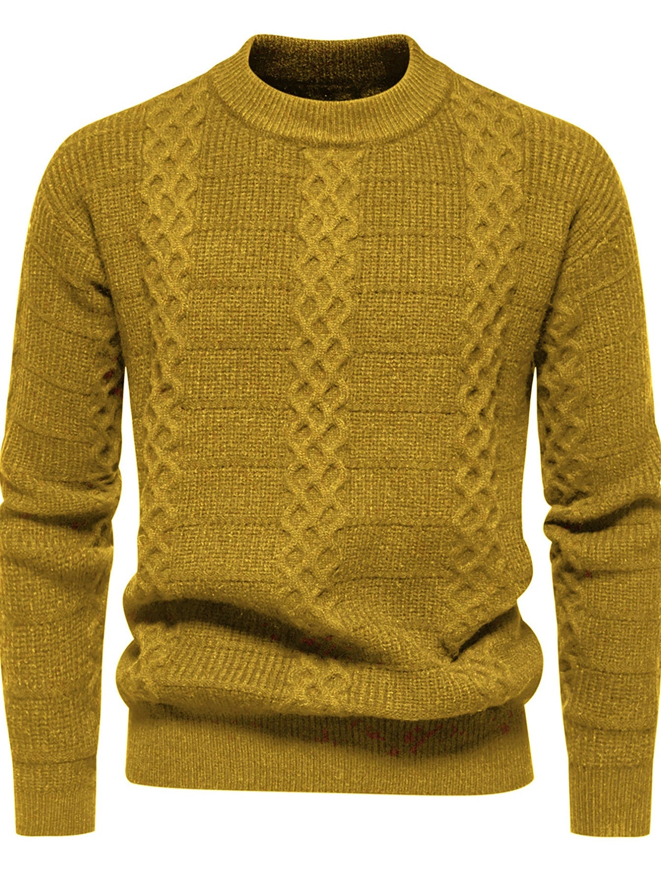 Men’s Cable-Knit Sweater - Warm Wool Blend - Regular Fit - Crew Neck Casual Wear