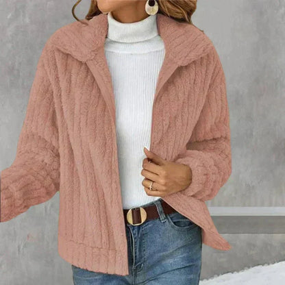 Women's cozy fleece ribbed jacket