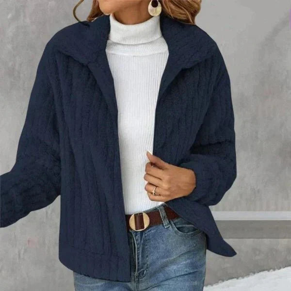 Women's cozy fleece ribbed jacket