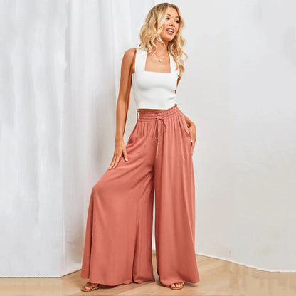 Loose-fitting women's trousers with drawstring