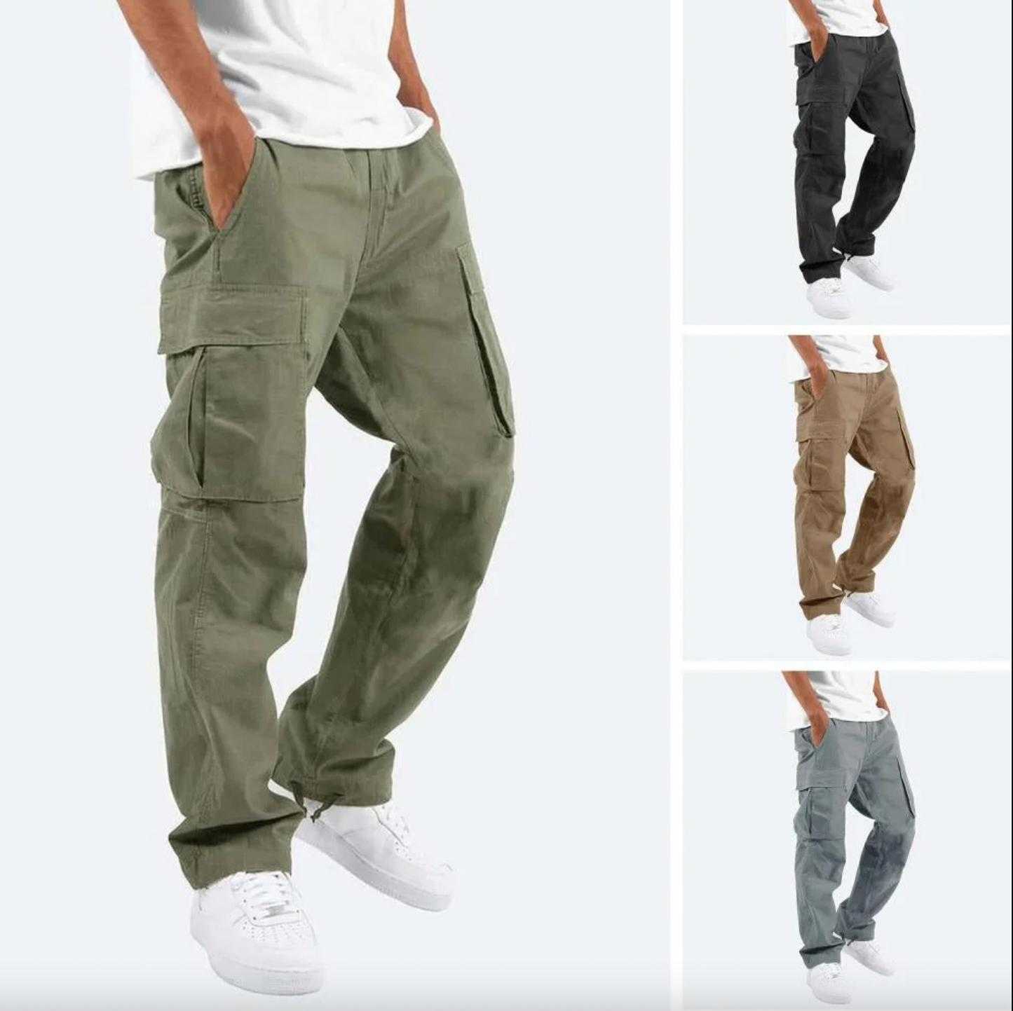 Men's versatile elastic waist cargo pants