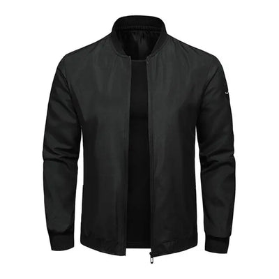 Men’s Bomber Jacket - Stand Collar - Zipper Closure - Soft Breathable Fabric - Versatile Casual Wear