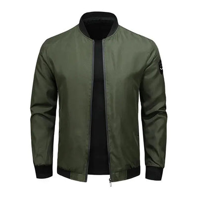 Men’s Bomber Jacket - Stand Collar - Zipper Closure - Soft Breathable Fabric - Versatile Casual Wear