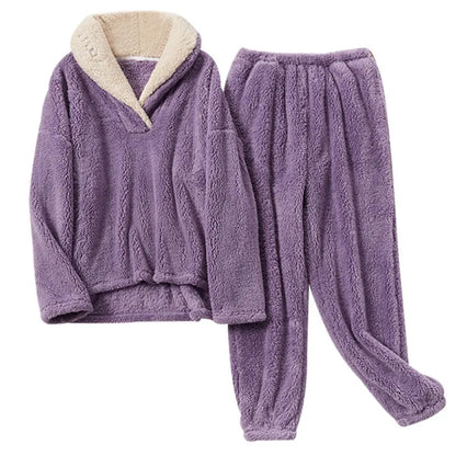 Women's fluffy night fleece - pajama set