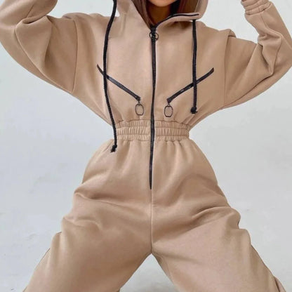 Women's overall jumpsuit with elastic waistband