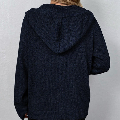 Women's comfortable hooded cardigan