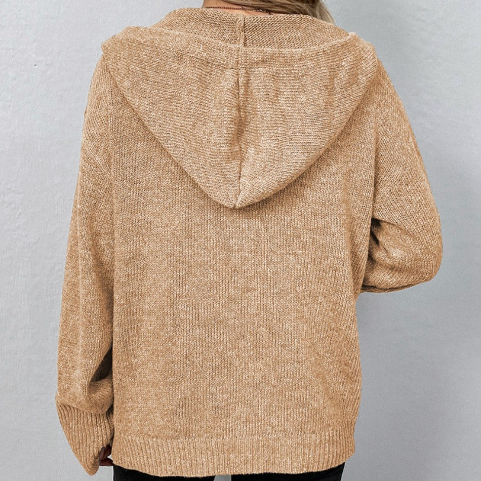 Women's comfortable hooded cardigan