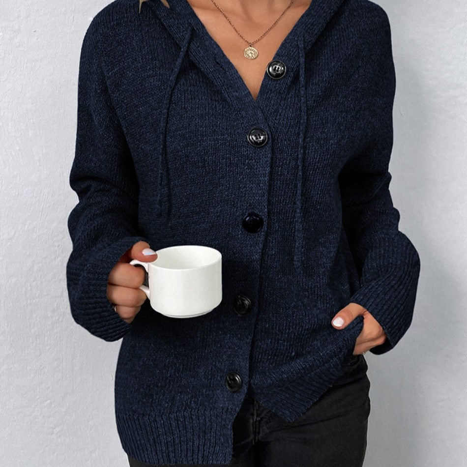 Women's comfortable hooded cardigan