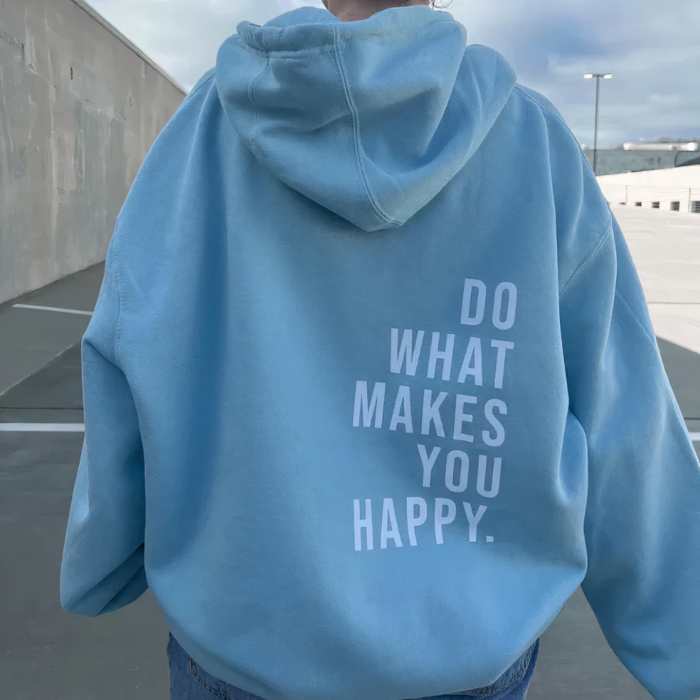 Women's hooded sweater with text print