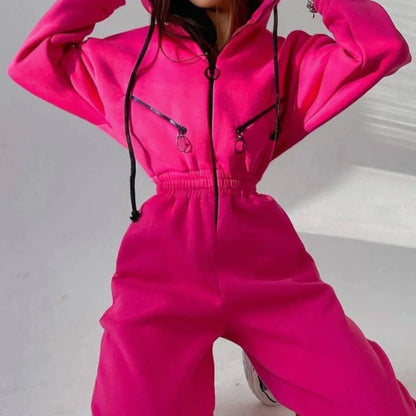 Women's overall jumpsuit with elastic waistband