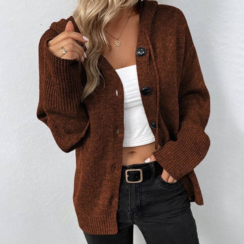 Women's comfortable hooded cardigan