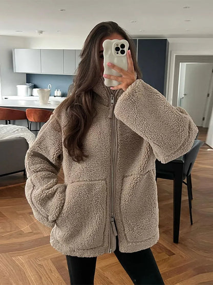 Women's oversized teddy jacket