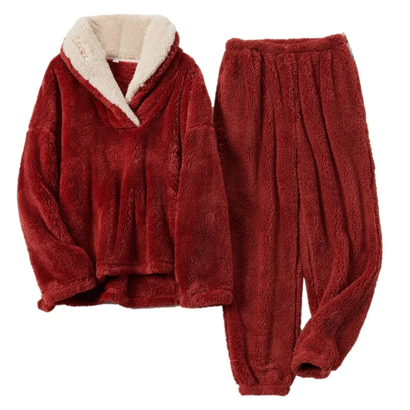 Women's fluffy night fleece - pajama set