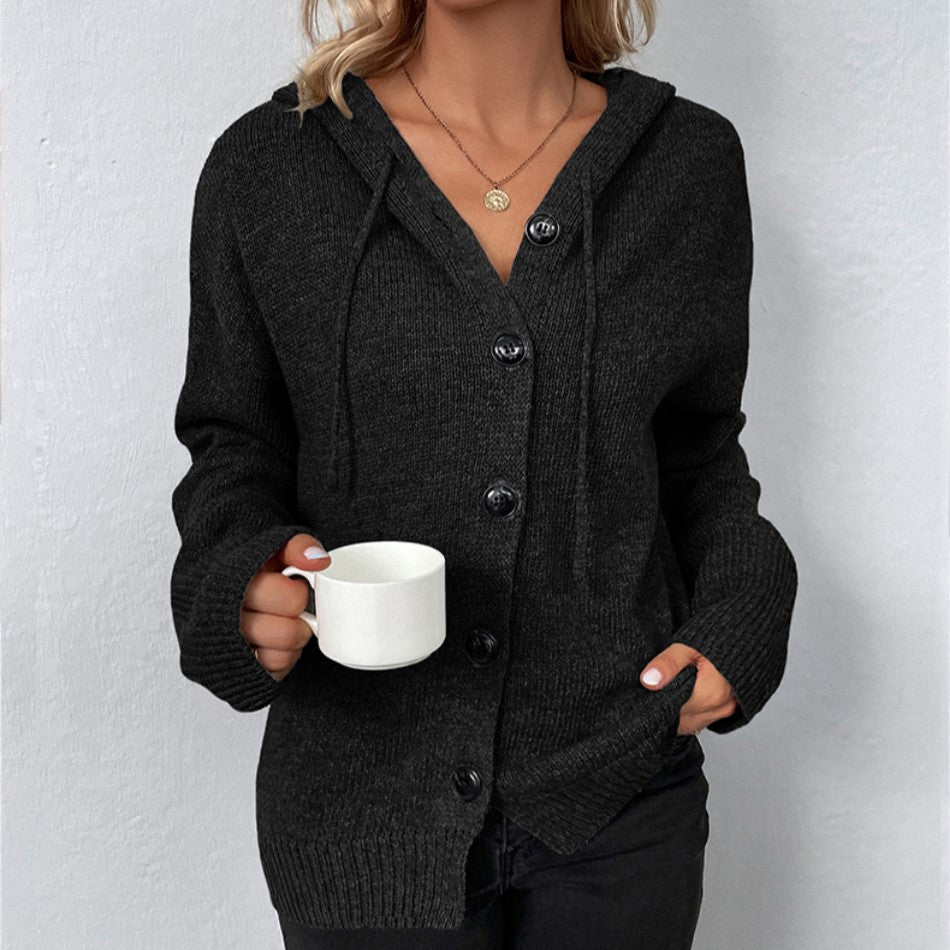 Women's comfortable hooded cardigan