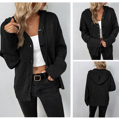 Women's comfortable hooded cardigan