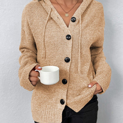 Women's comfortable hooded cardigan