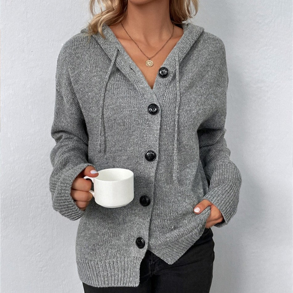 Women's comfortable hooded cardigan