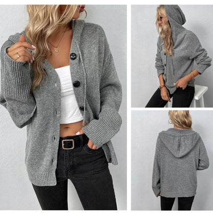 Women's comfortable hooded cardigan