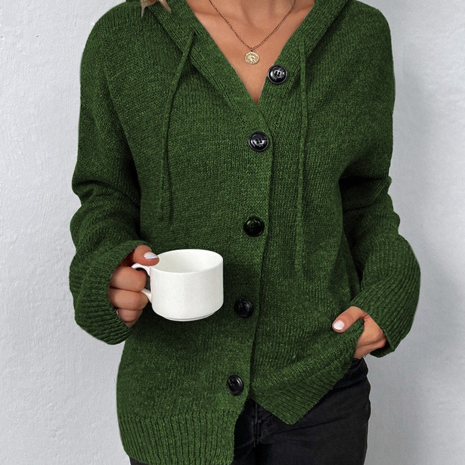 Women's comfortable hooded cardigan