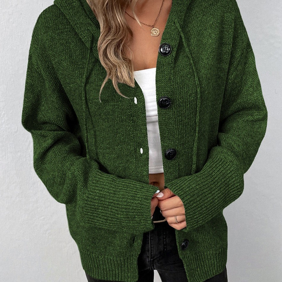 Women's comfortable hooded cardigan