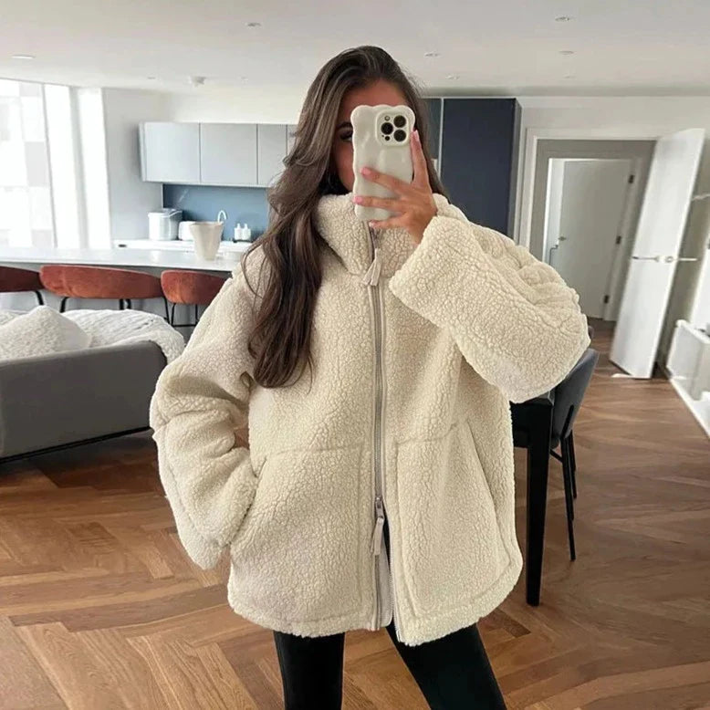 Women's oversized teddy jacket