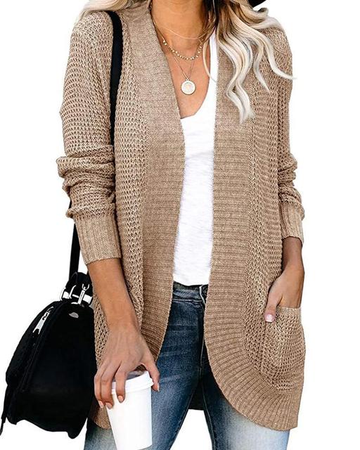 Women's cozy knit cardigan sweater handy pockets