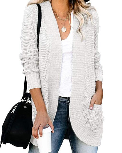 Women's cozy knit cardigan sweater handy pockets