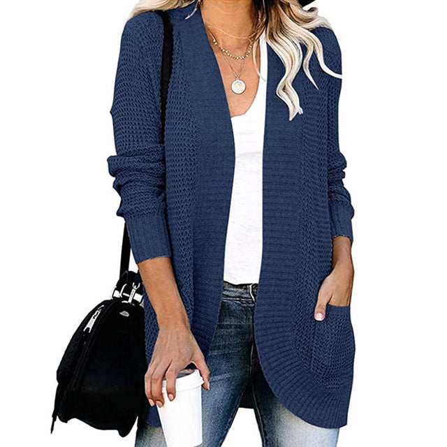 Women's cozy knit cardigan sweater handy pockets