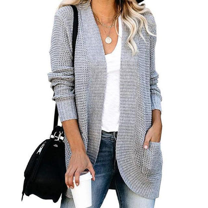 Women's cozy knit cardigan sweater handy pockets