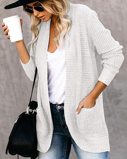 Women's cozy knit cardigan sweater handy pockets