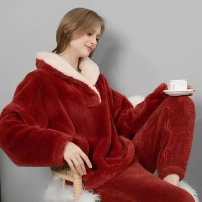 Women's fluffy night fleece - pajama set