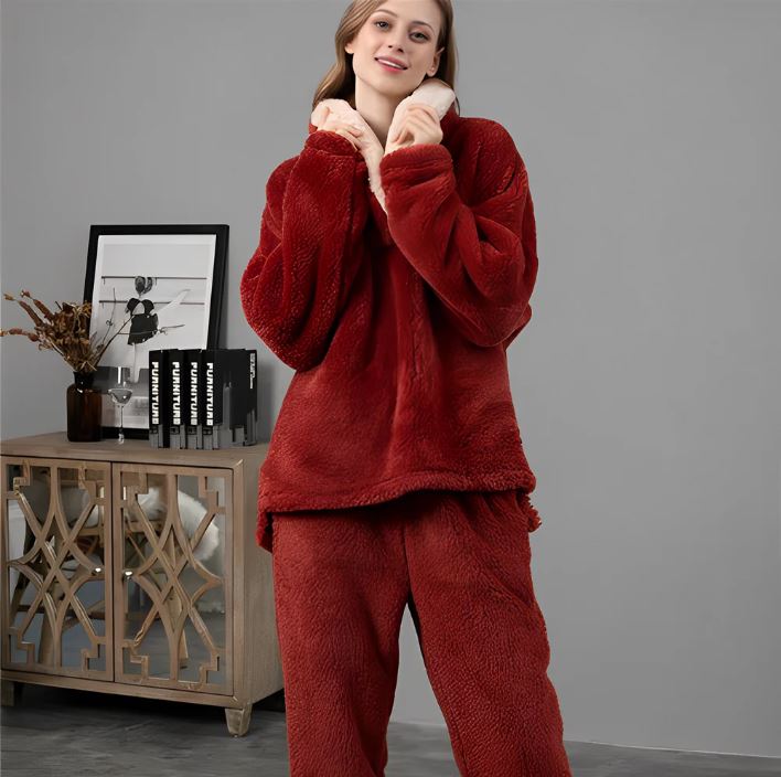 Women's fluffy night fleece - pajama set