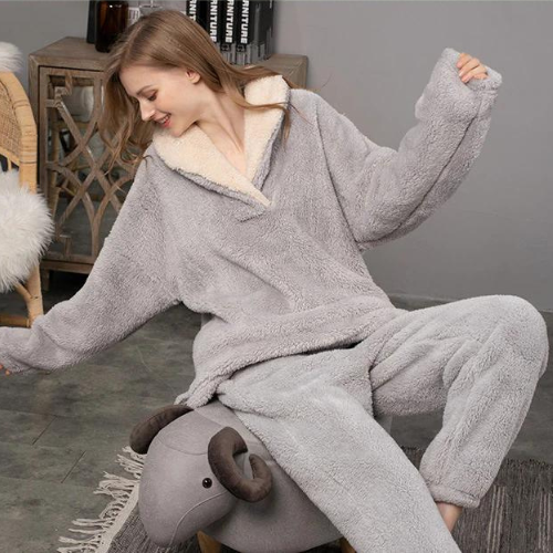 Women's fluffy night fleece - pajama set